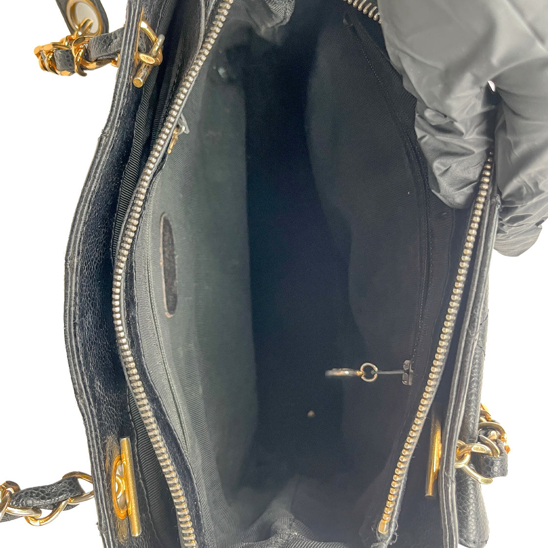 Chanel Black Caviar Quilted CC Pocket Shoulder Bag