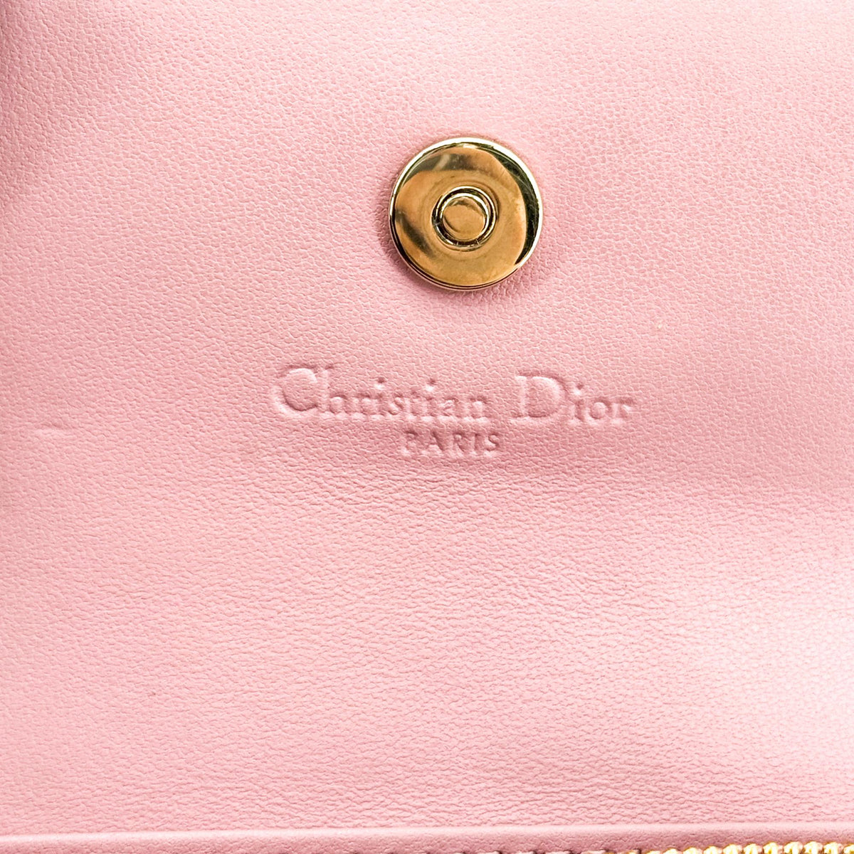 Dior Lady Dior wallet pink gold hardware