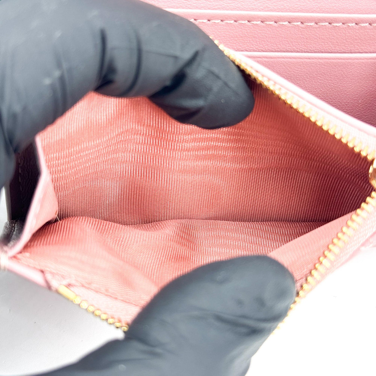 Dior Lady Dior wallet pink gold hardware