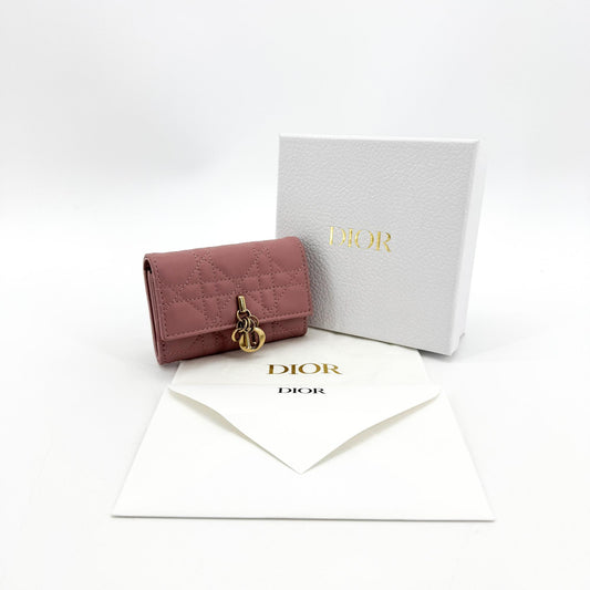 Dior Lady Dior wallet pink gold hardware
