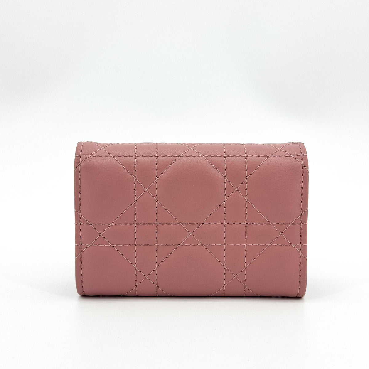 Dior Lady Dior wallet pink gold hardware