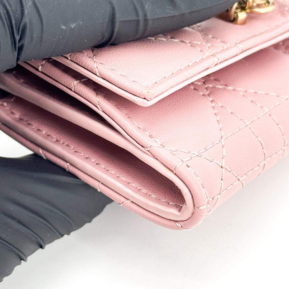 Dior Lady Dior wallet pink gold hardware
