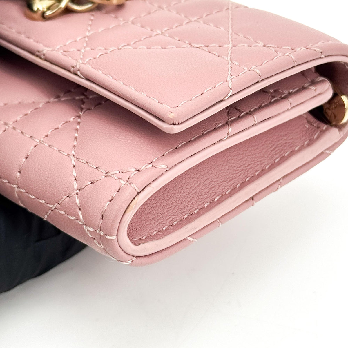 Dior Lady Dior wallet pink gold hardware