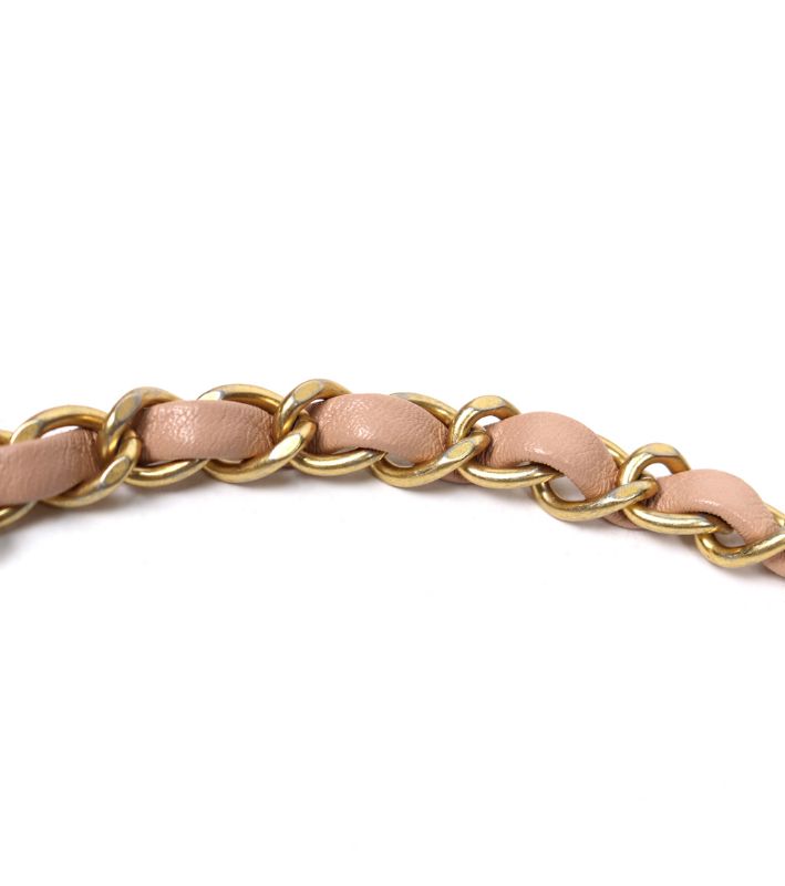 Chanel Pink Leather Triple Pearl Chain Flap Bag