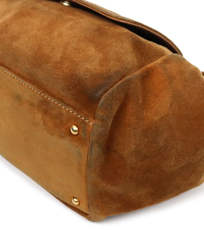 Chanel Brown Suede Accordion Chain Shoulder Bag