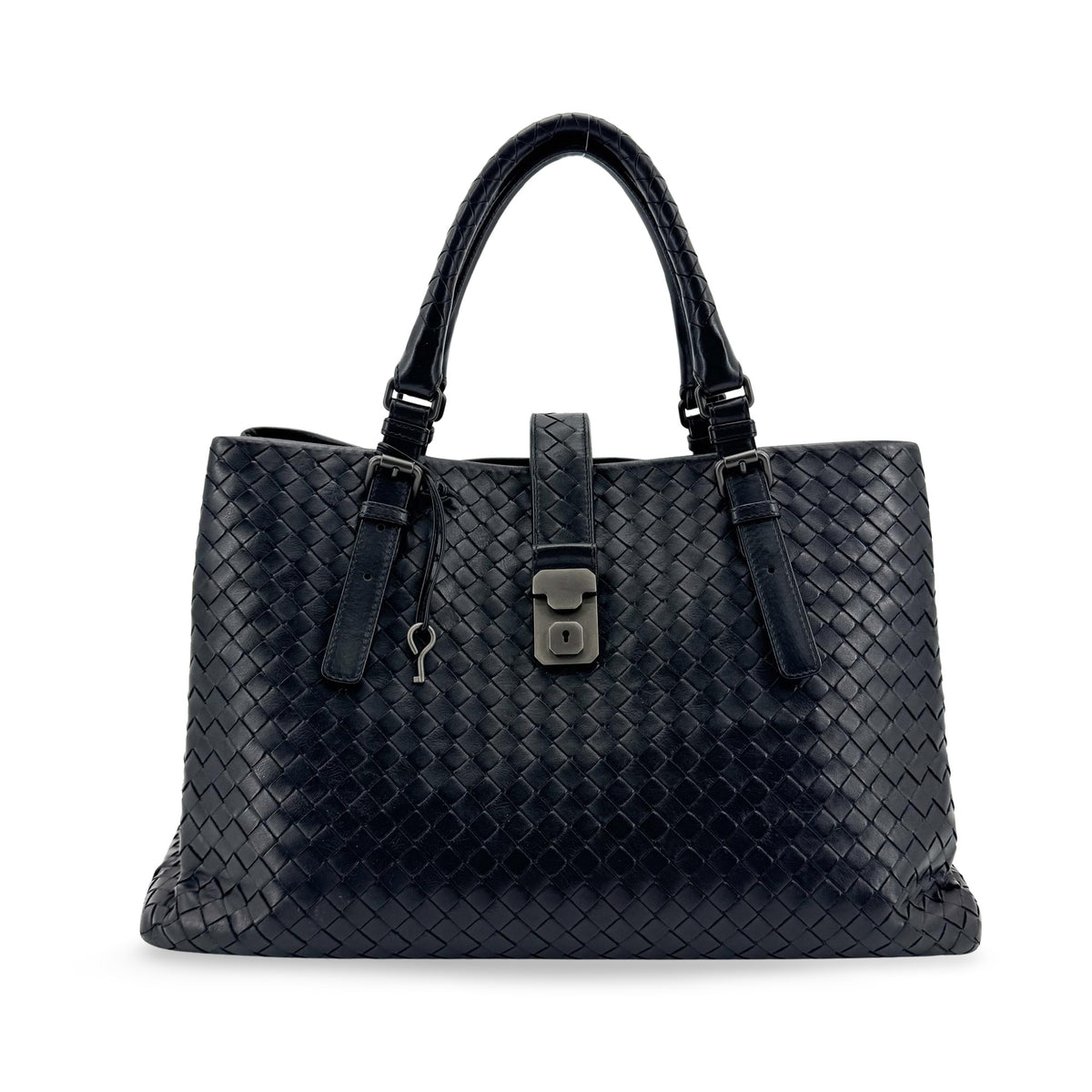 Bottega Veneta Small Intrecciato Roma Bag Black