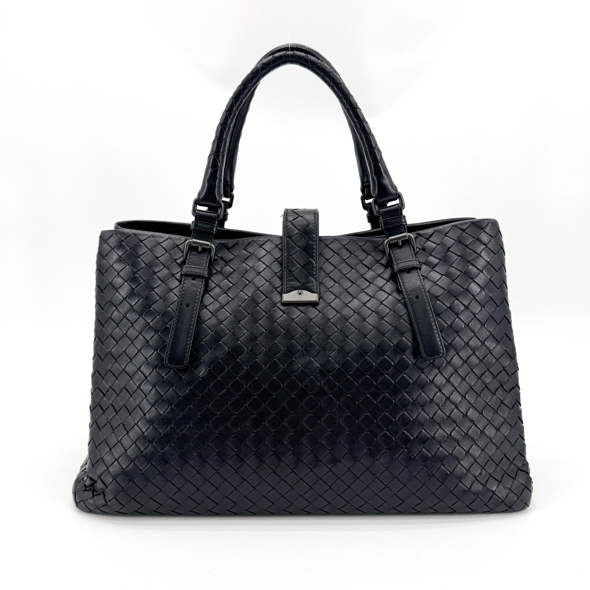 Bottega Veneta Small Intrecciato Roma Bag Black