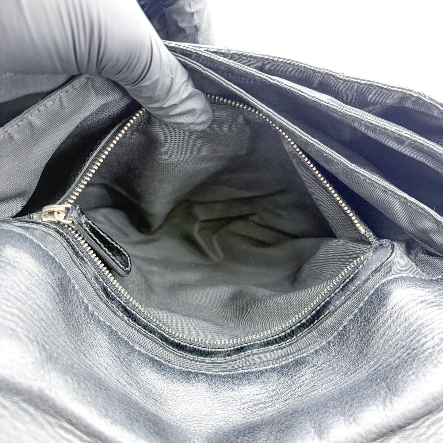 Dior Cannage Patent Flap Shoulder Bag Black