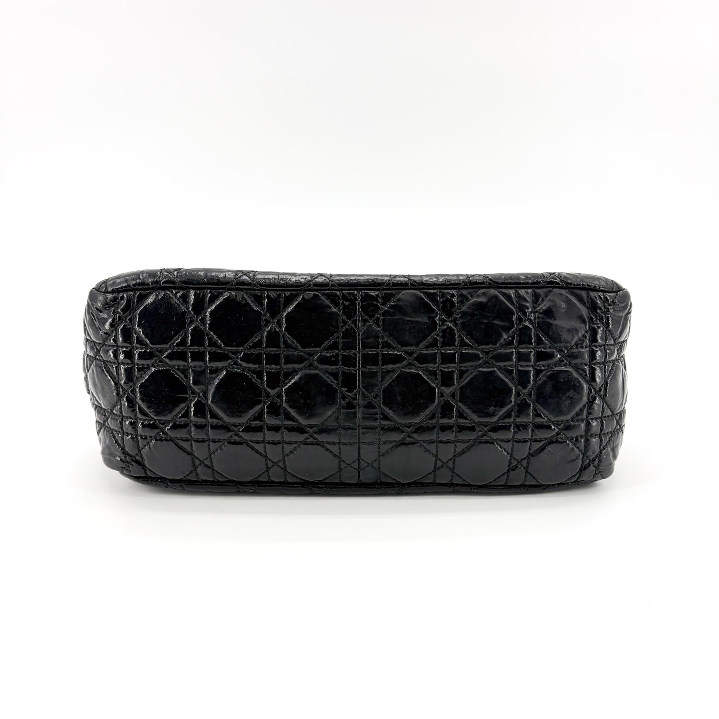 Dior Cannage Patent Flap Shoulder Bag Black