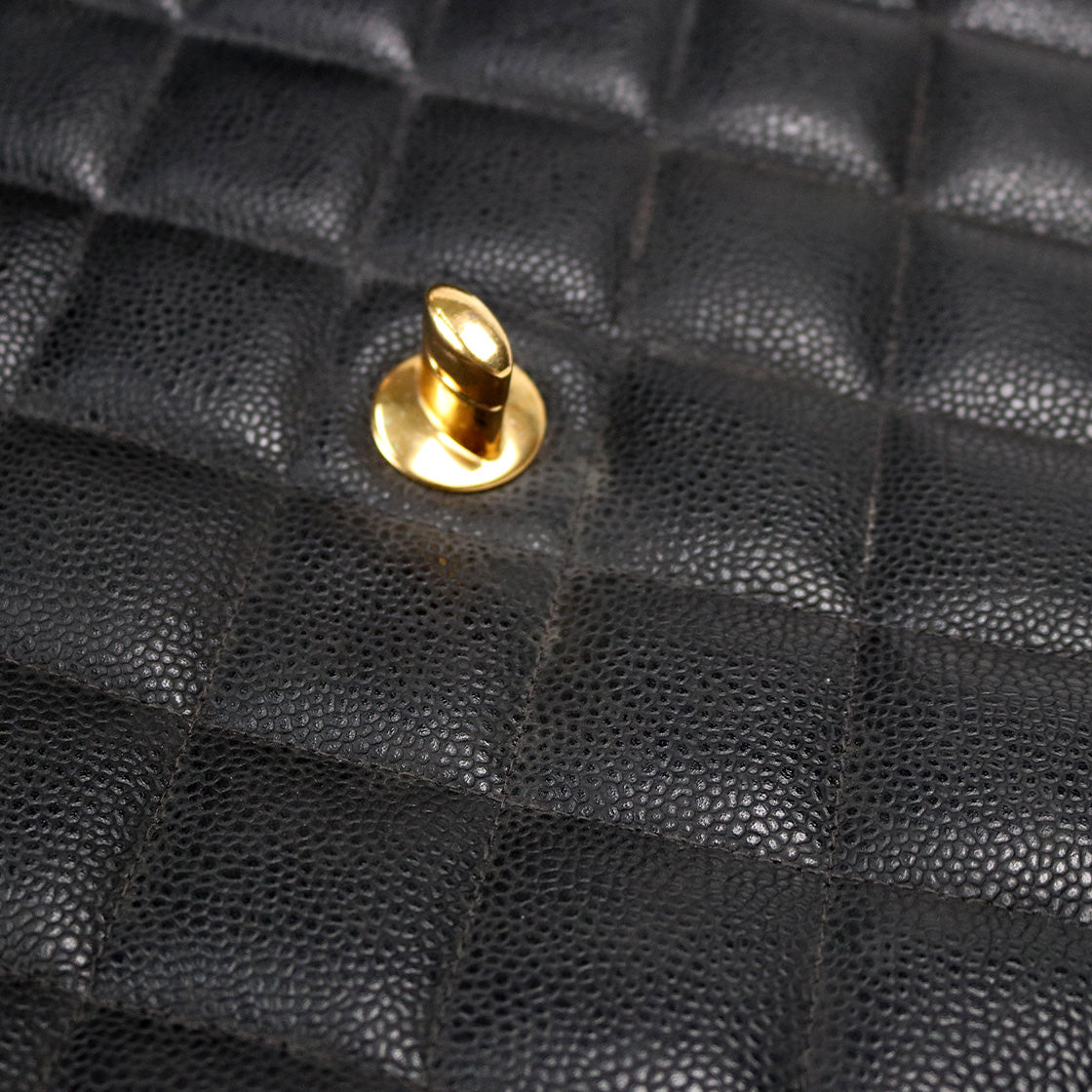 Chanel Black Caviar Quilted Big CC Briefcase