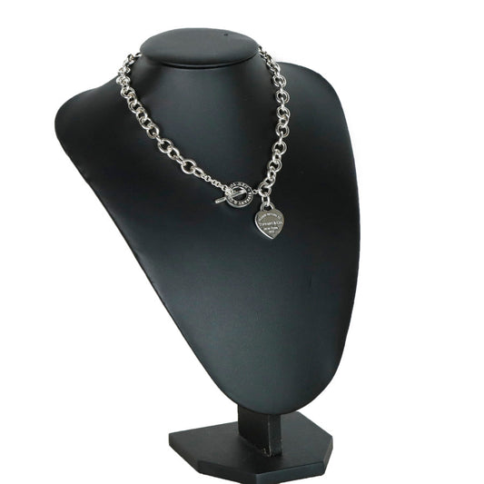 Heart Tag Toggle Silver Necklace