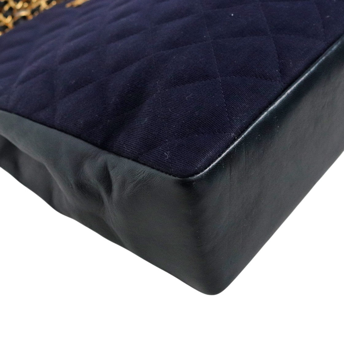 Chanel Navy Fabric Quilted CC Chain Shoulder Bag