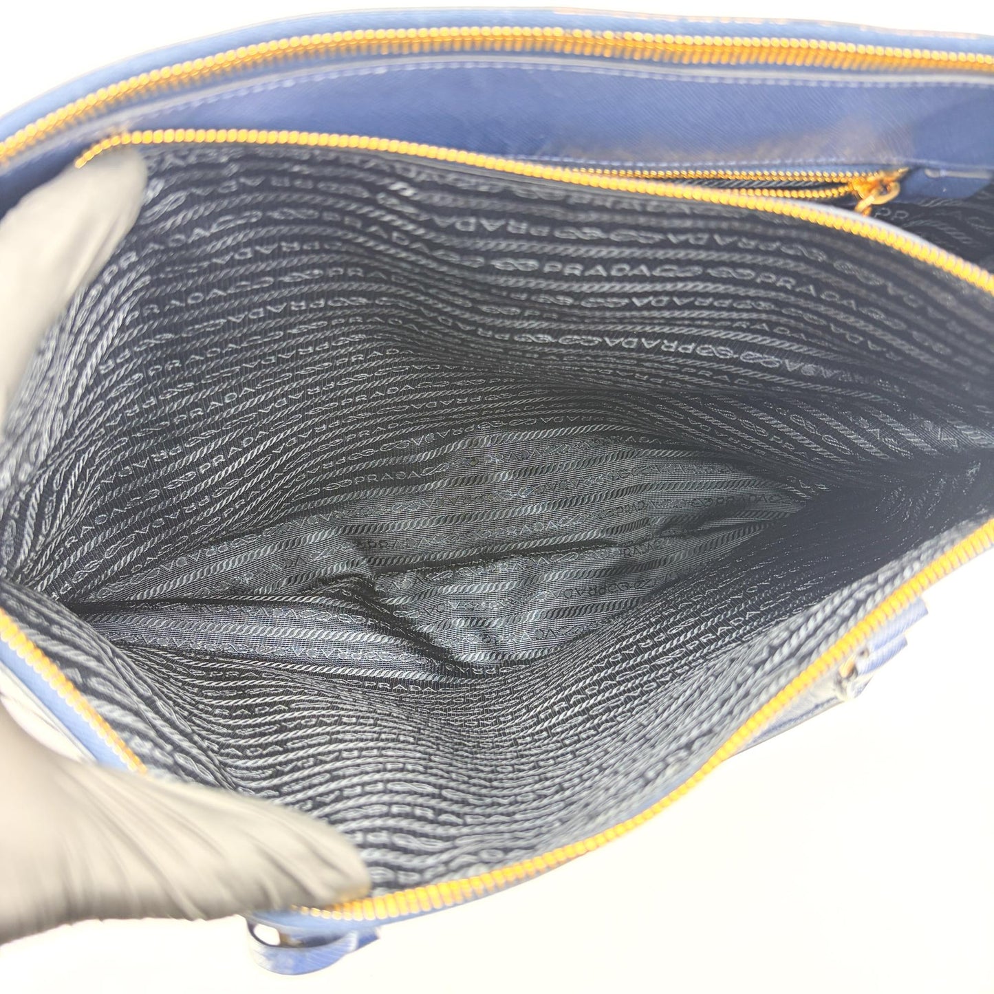 Prada Saffiano Luxe Tote Bag Navy