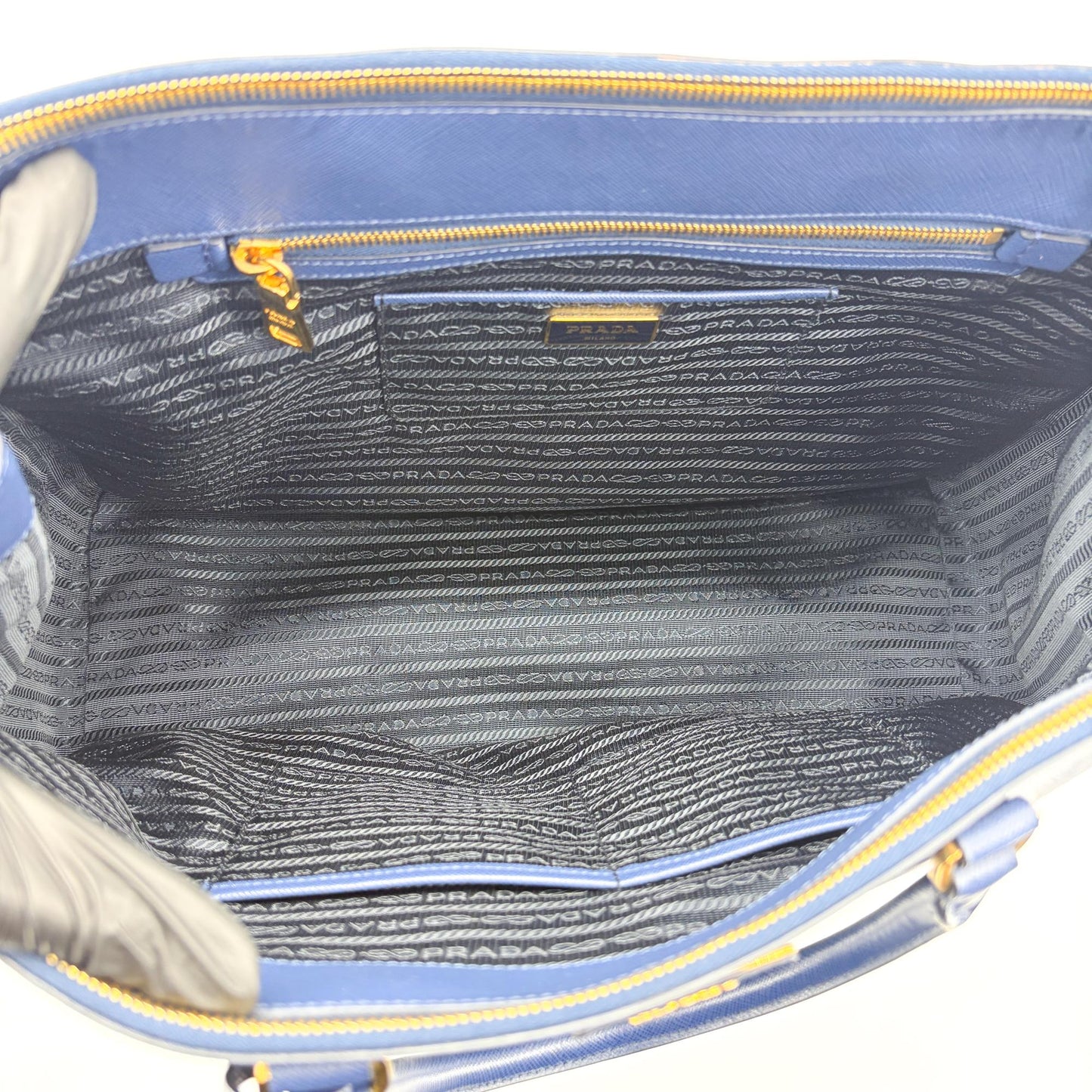 Prada Saffiano Luxe Tote Bag Navy