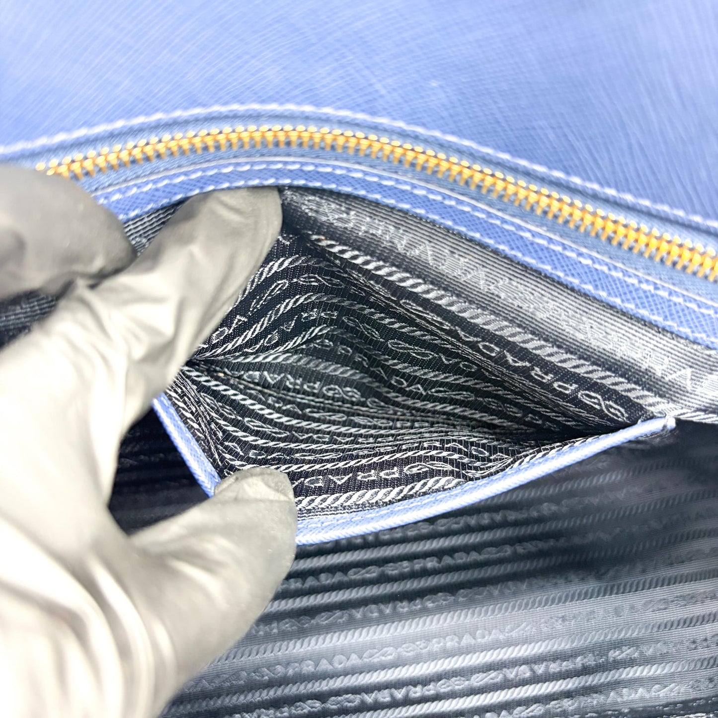 Prada Saffiano Luxe Tote Bag Navy