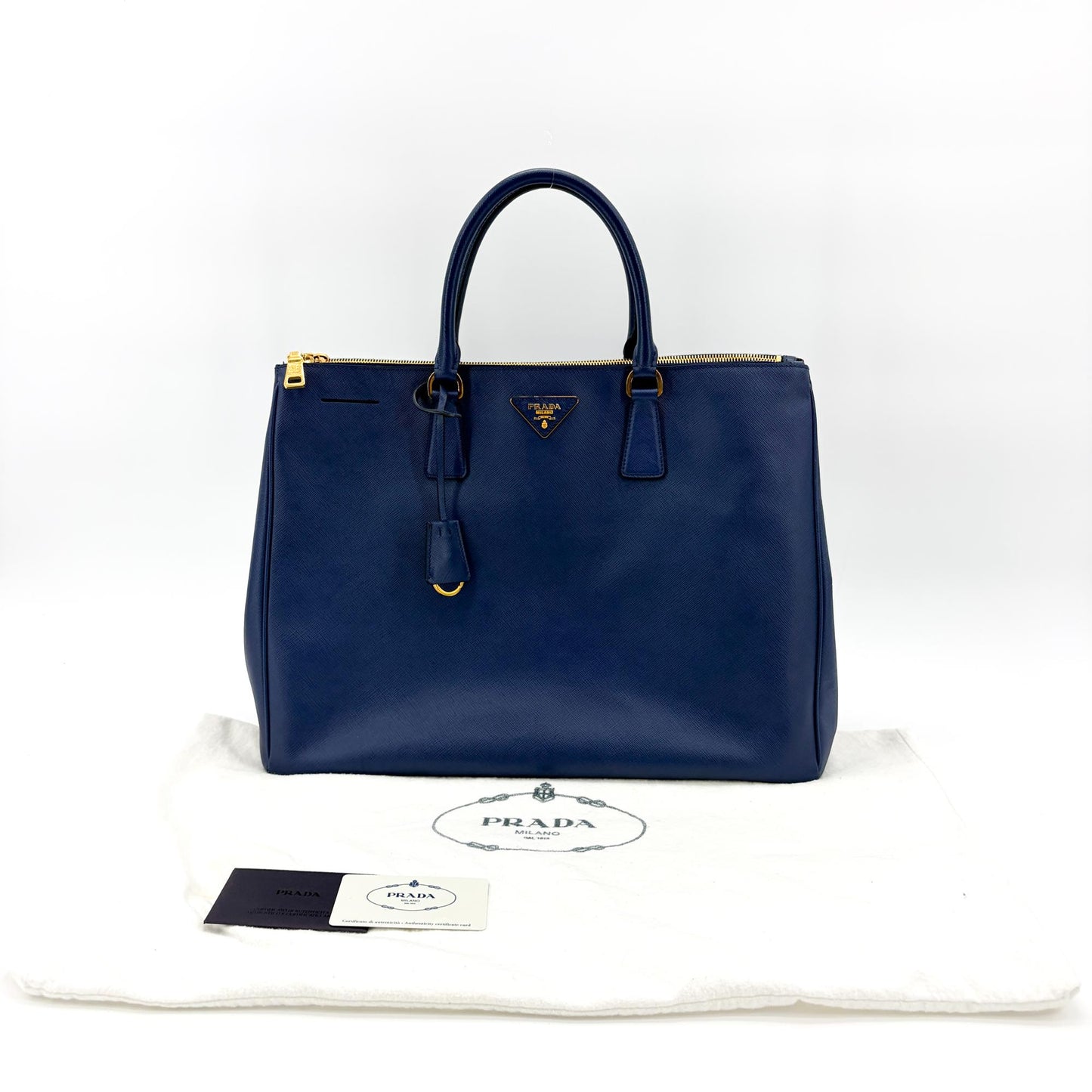 Prada Saffiano Luxe Tote Bag Navy