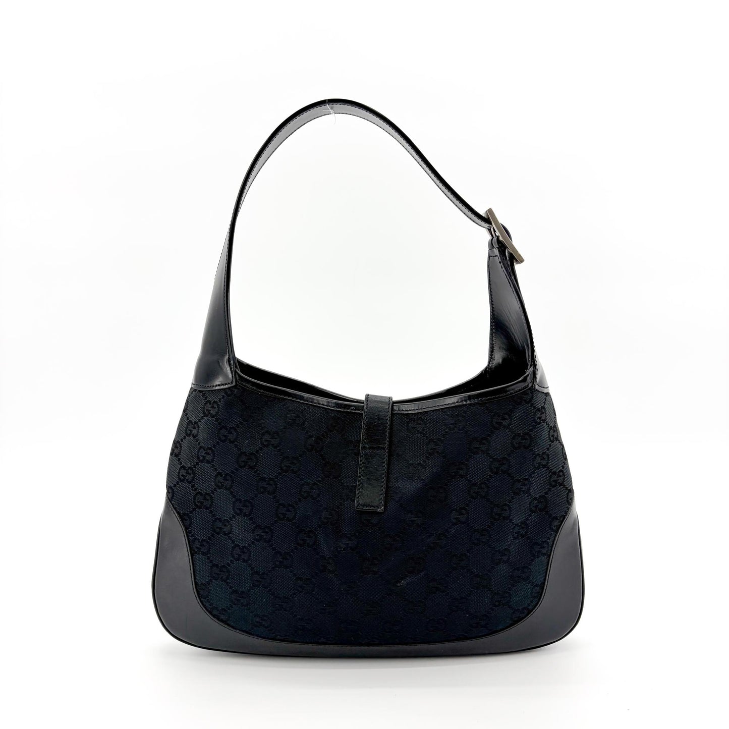 Gucci Jackie GG Canvas Piston Shoulder Bag Black