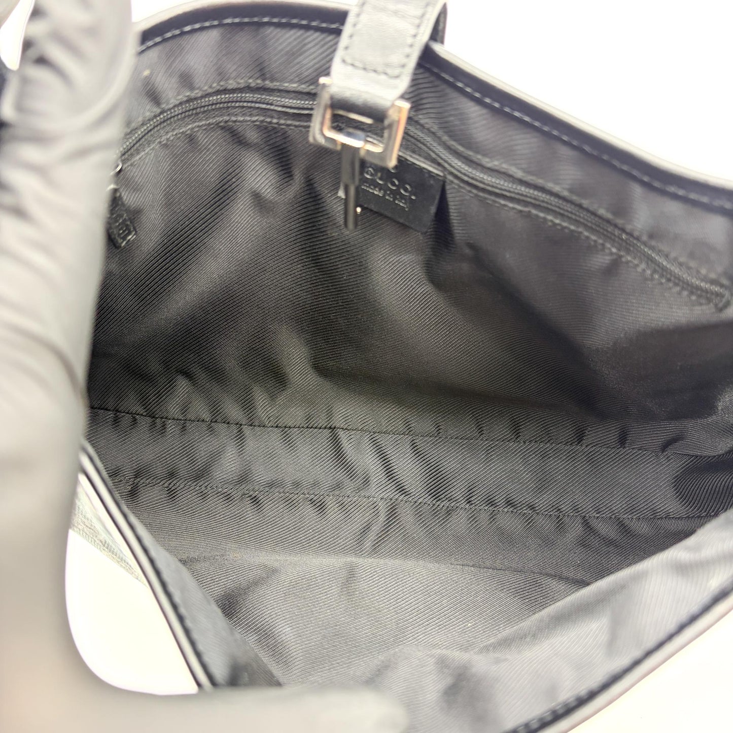 Gucci Jackie GG Canvas Piston Shoulder Bag Black