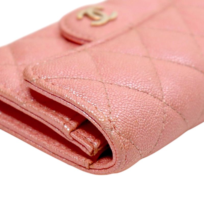 Chanel Pink Caviar Skin Card Wallet