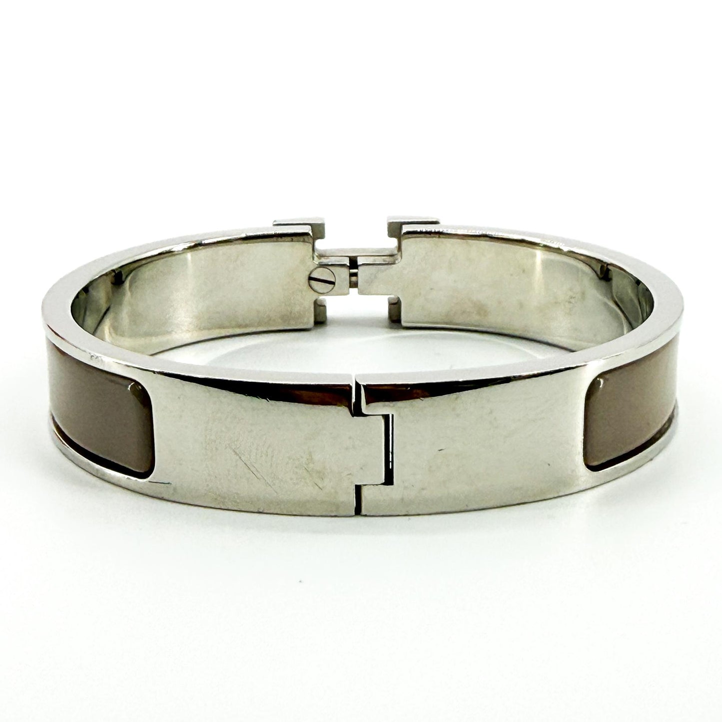 Bracelet Hermès Clic H Argent Marron Glacé PM