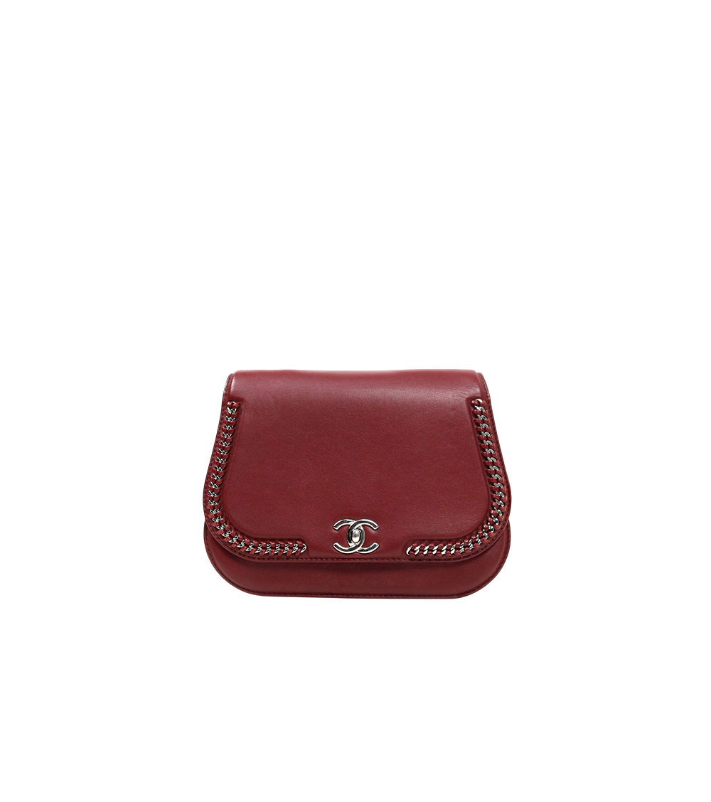 Chanel Burgundy Leather Chain Flap Shoulder Bag