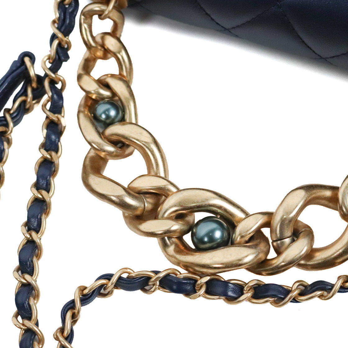 Chanel Navy Quilted CC Flap Chain Shoulder Bag with Built-in Chip