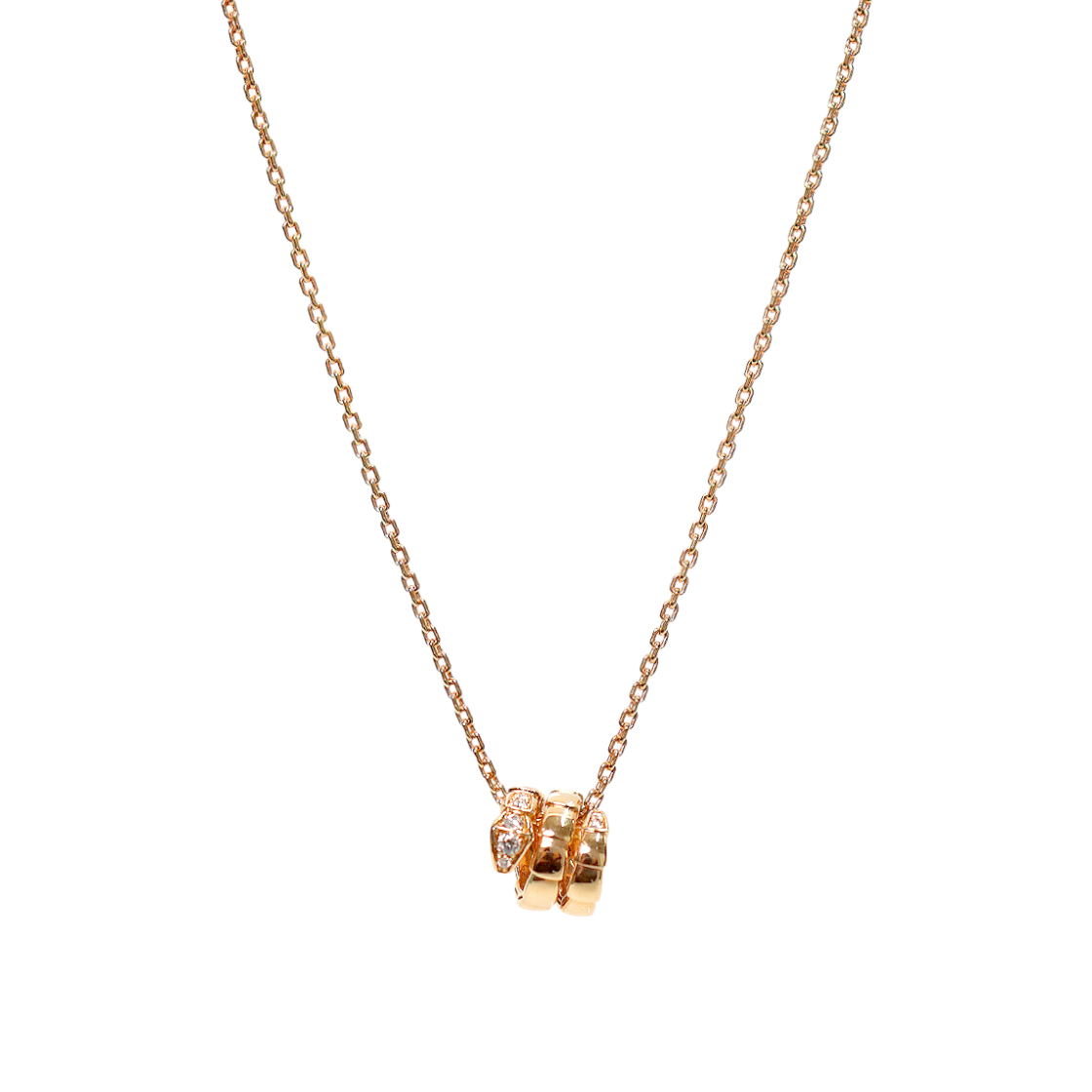 Bulgari 750 Pink Gold Serpenti Diamond Necklace