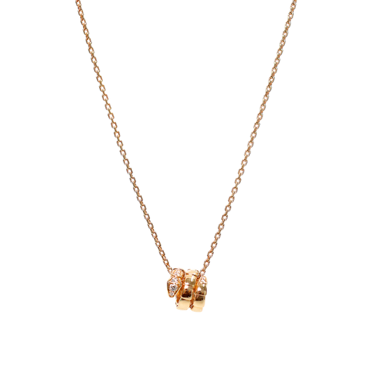 Bulgari 750 Pink Gold Serpenti Diamond Necklace
