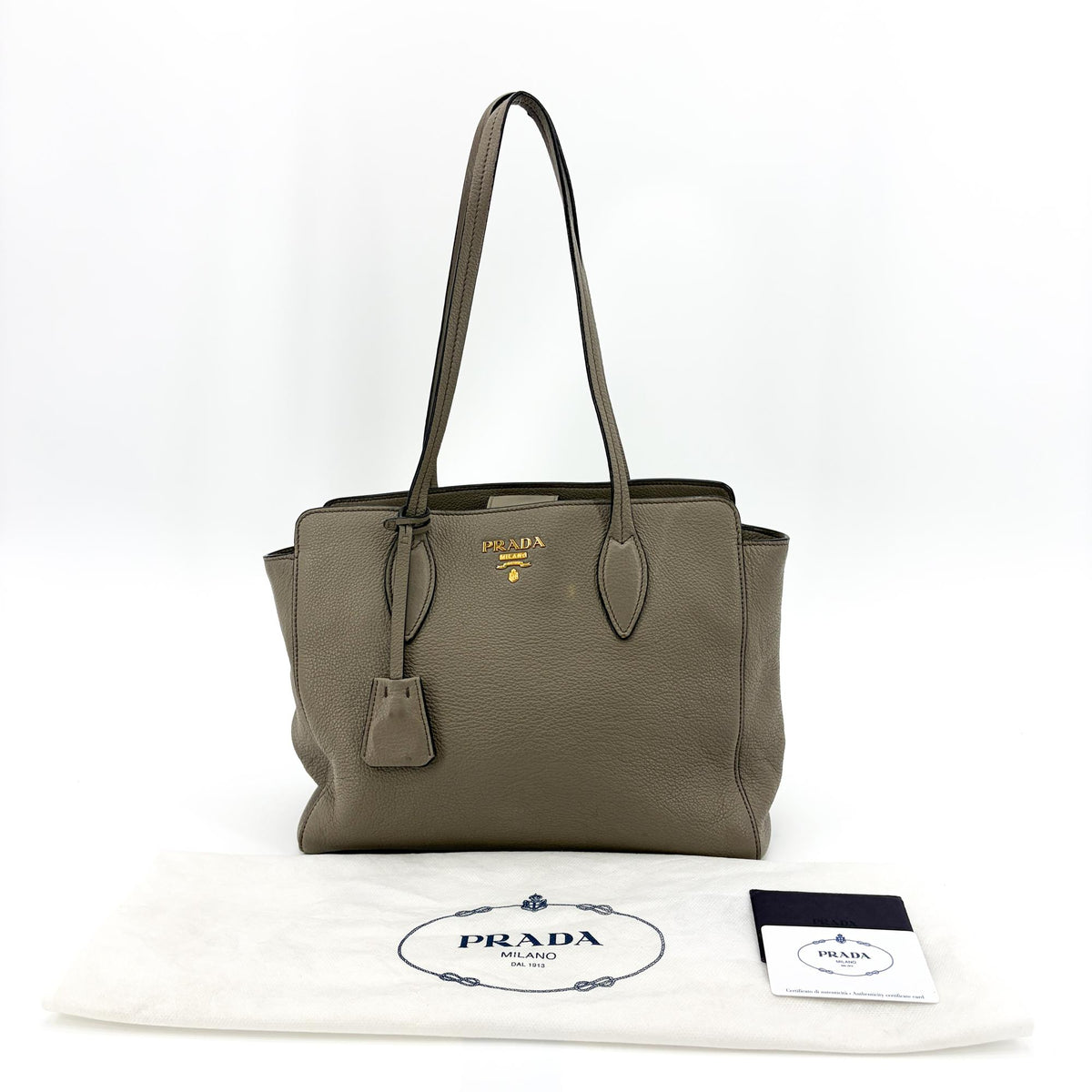 Prada Vitello Phoenix Crossbody Tote Bag Grey