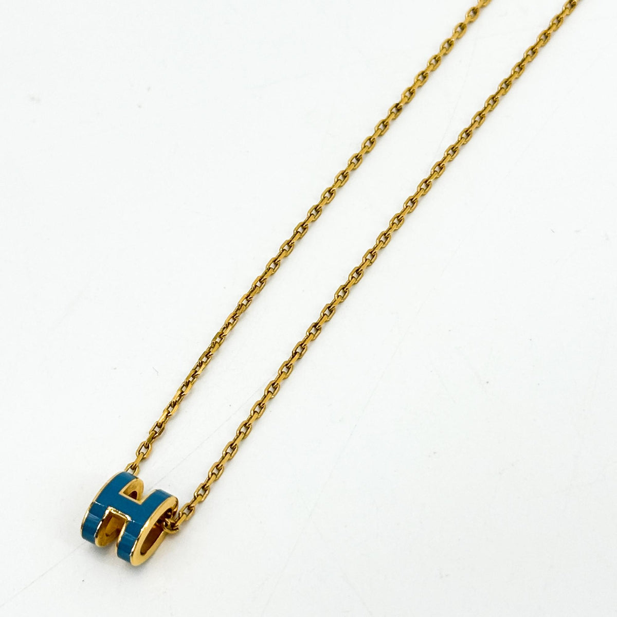 Hermès Mini Pop H Necklace Gold Blue