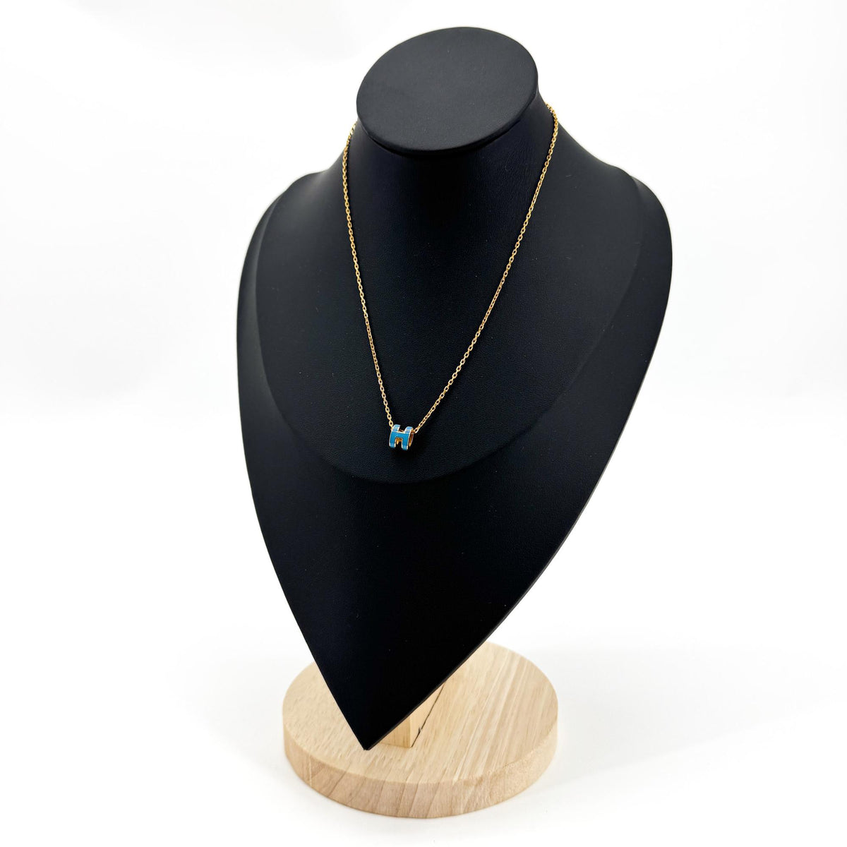 Hermès Mini Pop H Necklace Gold Blue