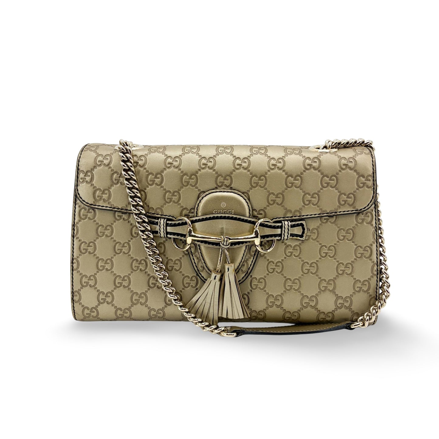 Gucci Emily Guccisima Chain Shoulder Bag Gold