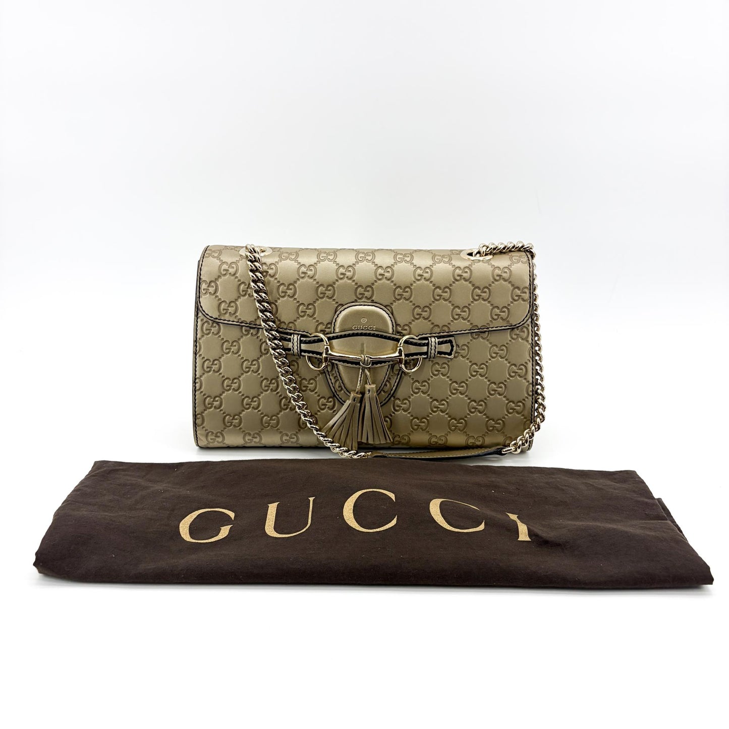 Gucci Emily Guccisima Chain Shoulder Bag Gold