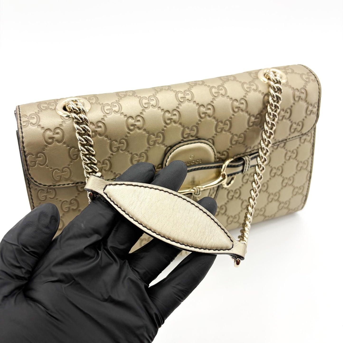 Gucci Emily Guccisima Chain Shoulder Bag Gold