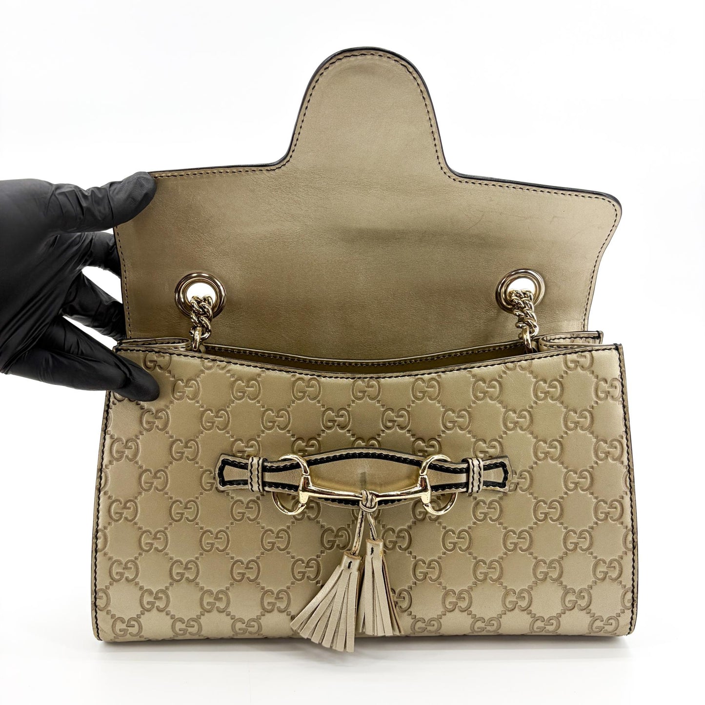 Gucci Emily Guccisima Chain Shoulder Bag Gold