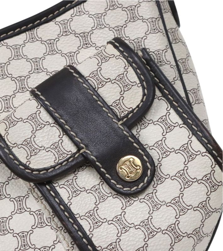 Céline White Macadam Two-Pocket Hobo Bag