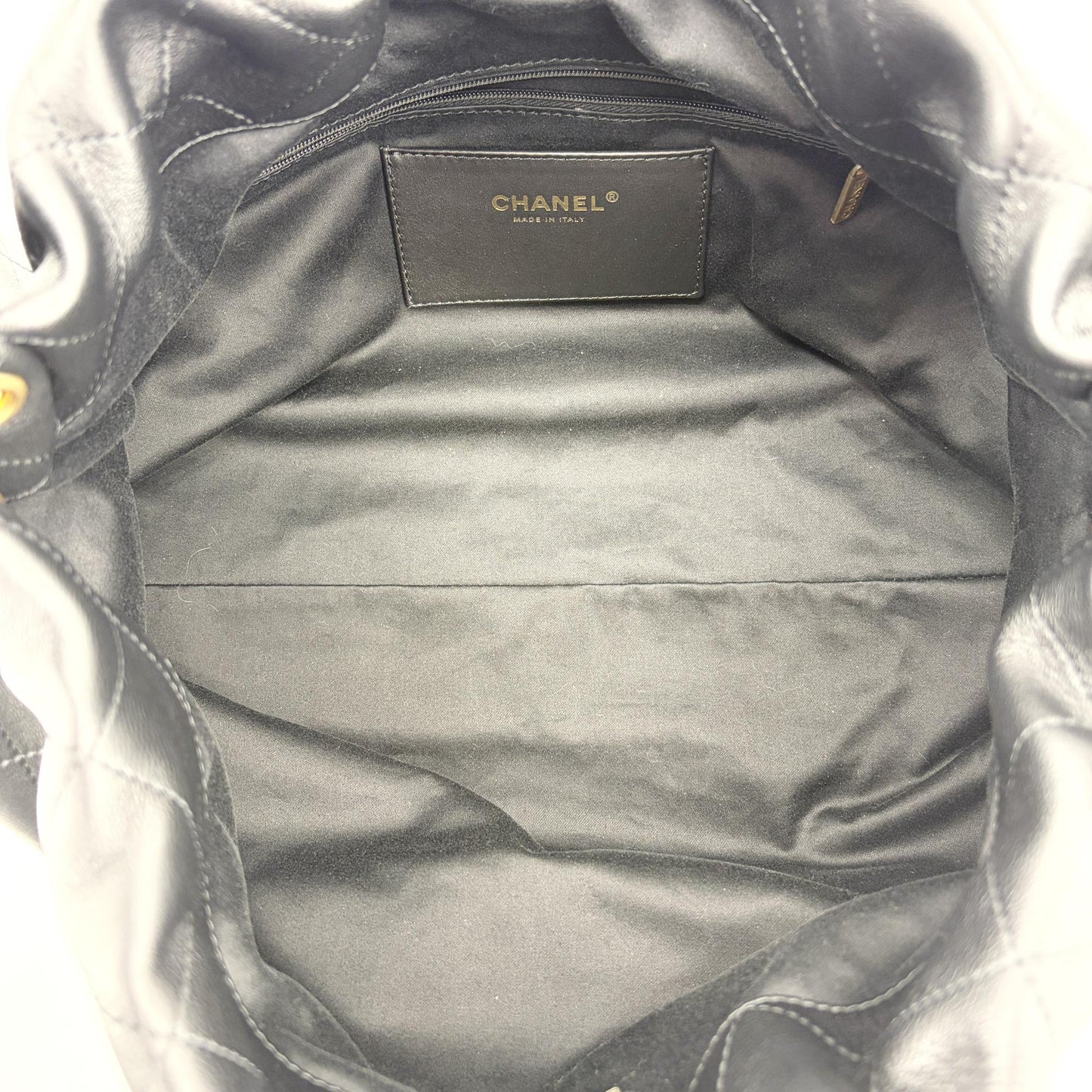 Chanel Quilted CC Charm Hobo Bag Black with Gold Hardware