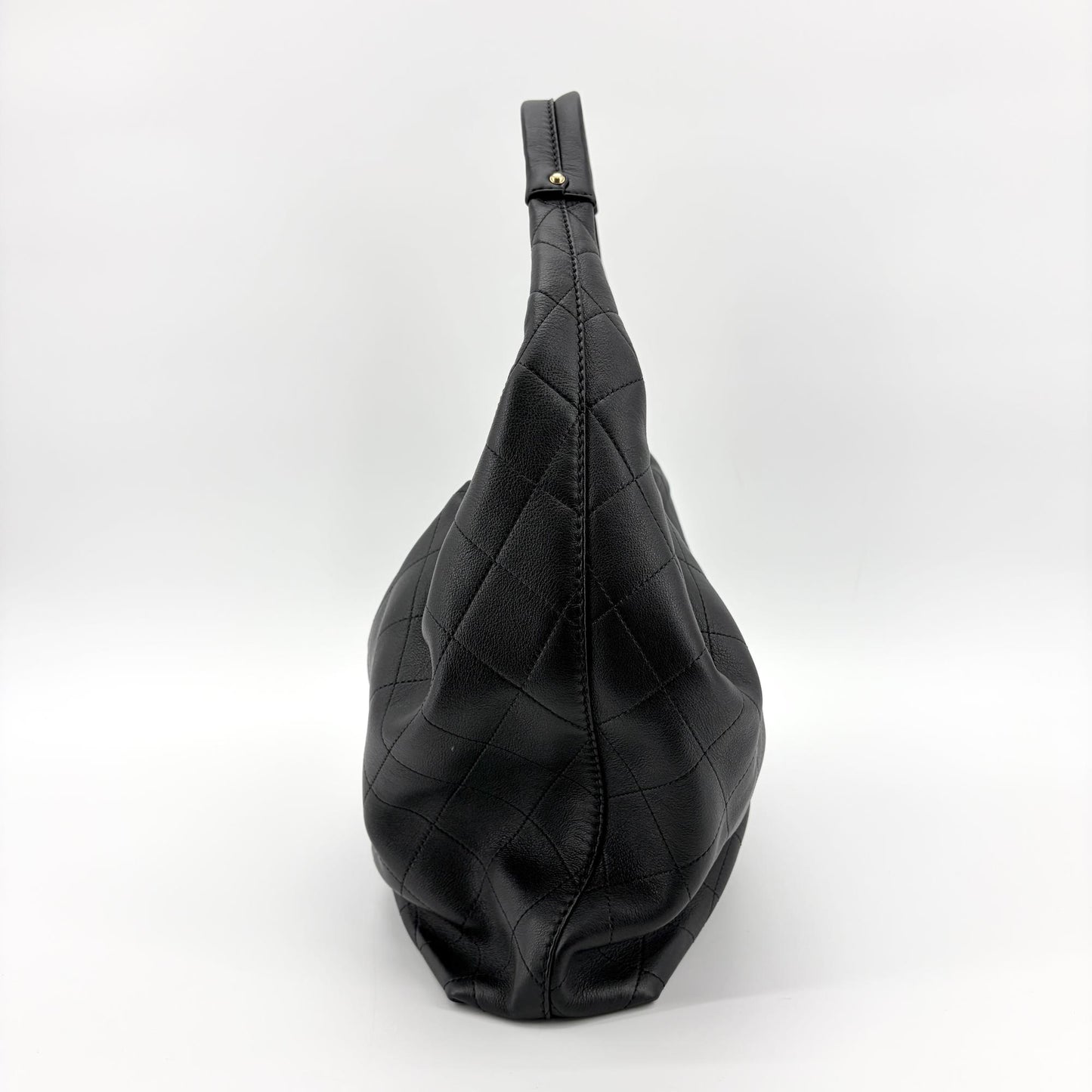Chanel Quilted CC Charm Hobo Bag Black with Gold Hardware
