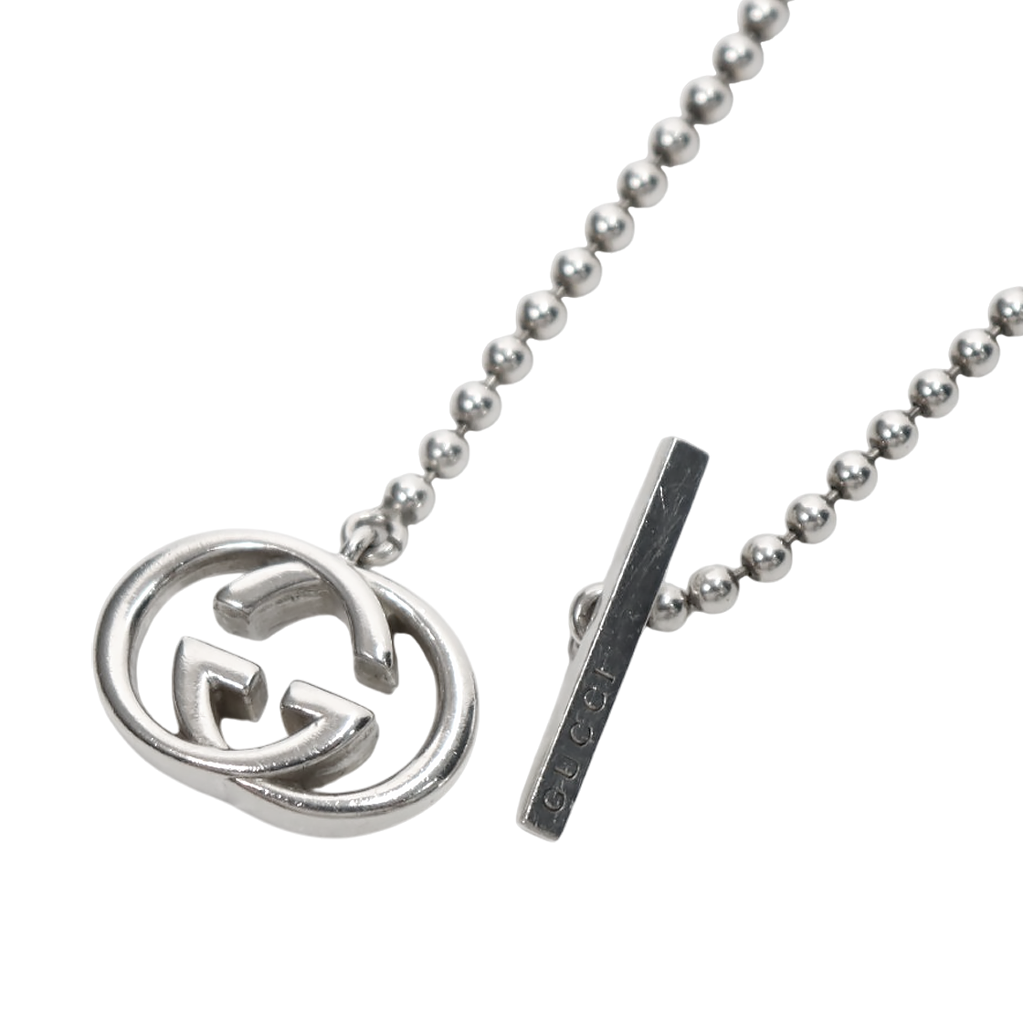 Gucci Interlocking G Bar Silver Necklace