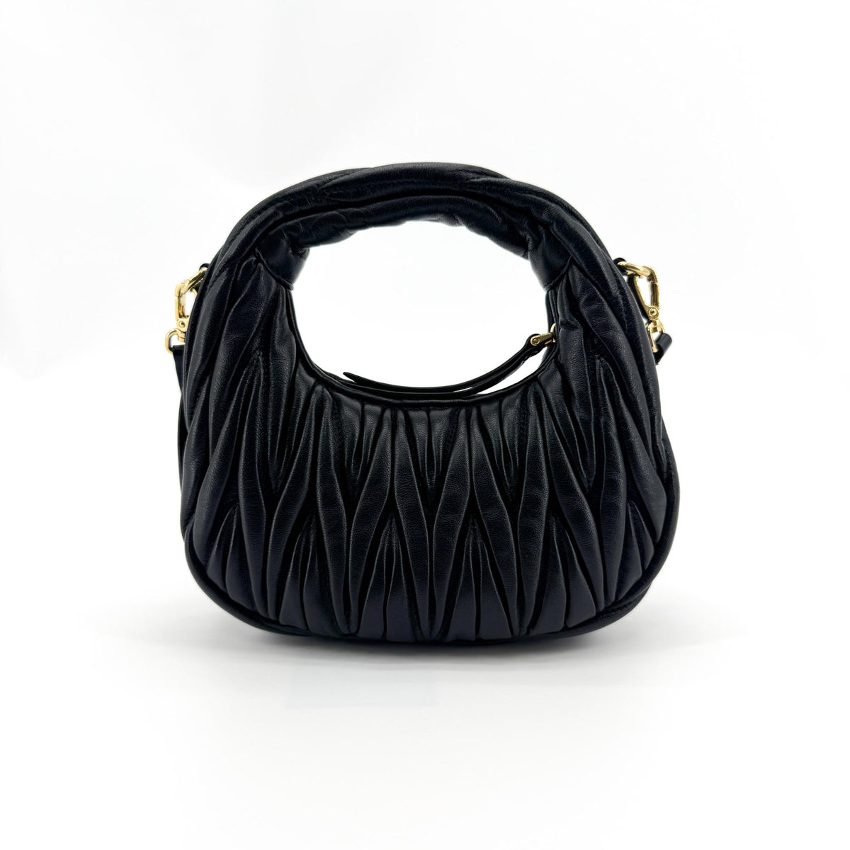 Miu Miu Wander Matelassé Napa Leather Micro Hobo Bag Black
