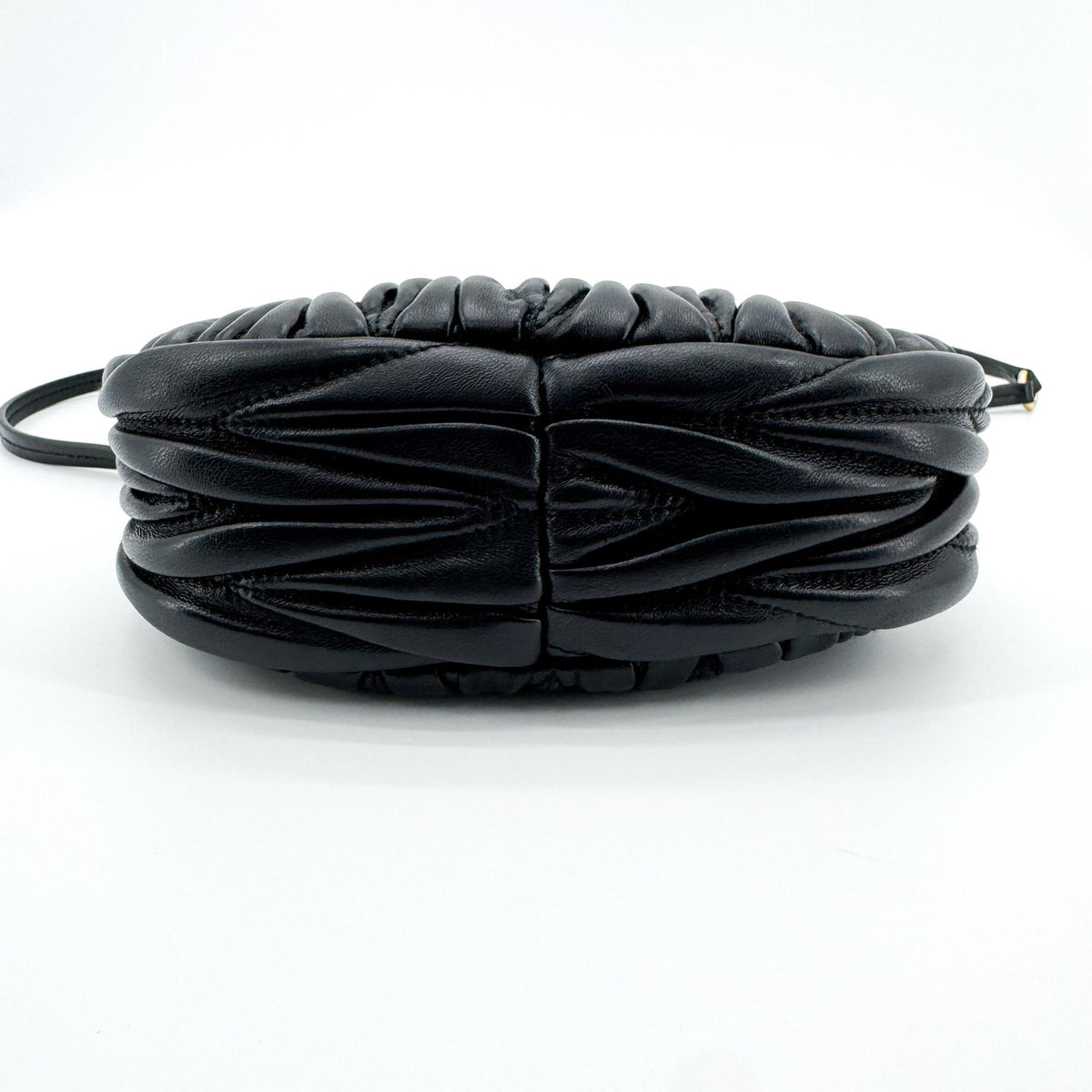 Miu Miu Wander Matelassé Napa Leather Micro Hobo Bag Black