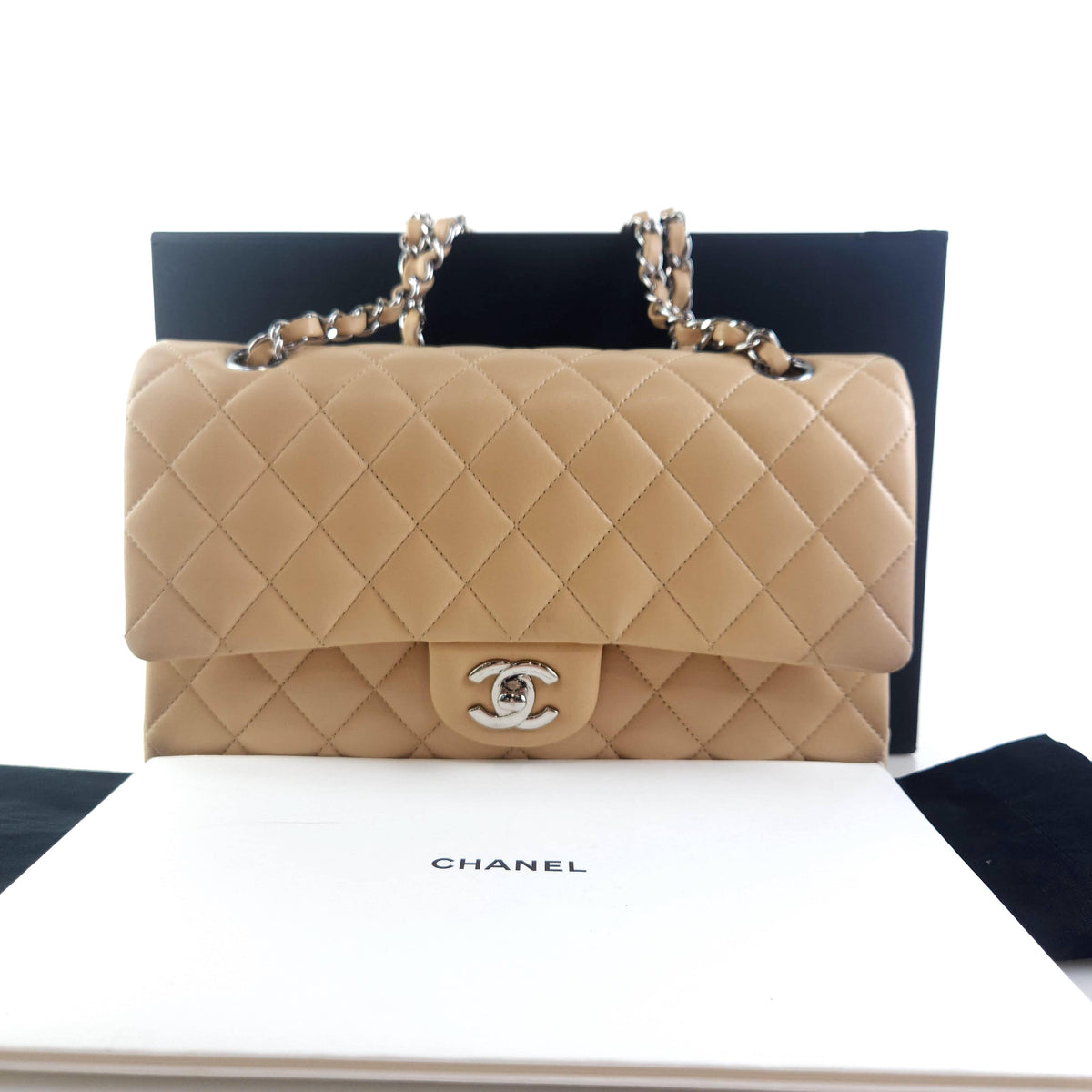 Medium Classic Lambskin Flap Shoulder Bag A01112