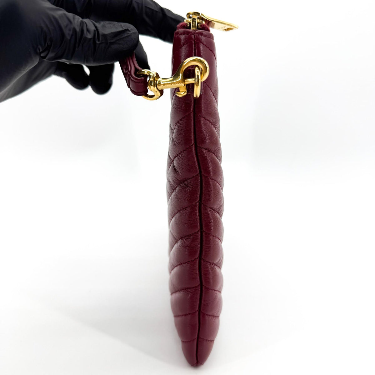 Saint Laurent Cassandra Monogram Quilted Clutch Burgundy Gold Hardware