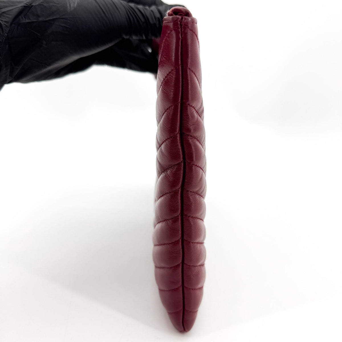 Saint Laurent Cassandra Monogram Quilted Clutch Burgundy Gold Hardware