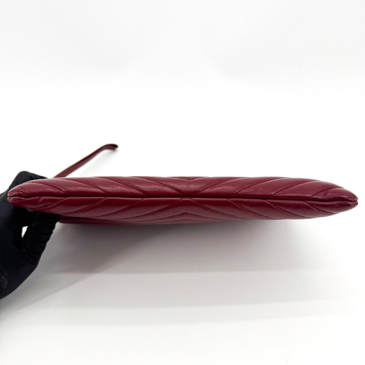 Saint Laurent Cassandra Monogram Quilted Clutch Burgundy Gold Hardware