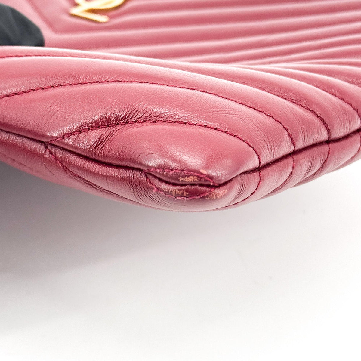 Saint Laurent Cassandra Monogram Quilted Clutch Burgundy Gold Hardware