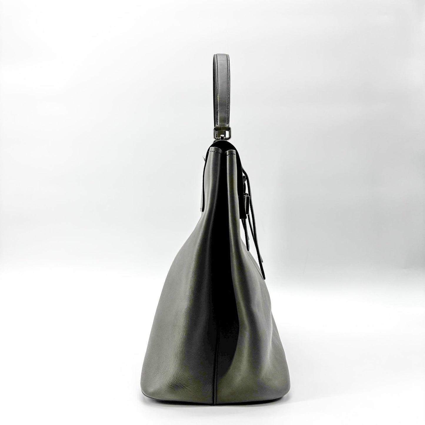 Prada Soft Calf Top Handle Tote Bag Grey