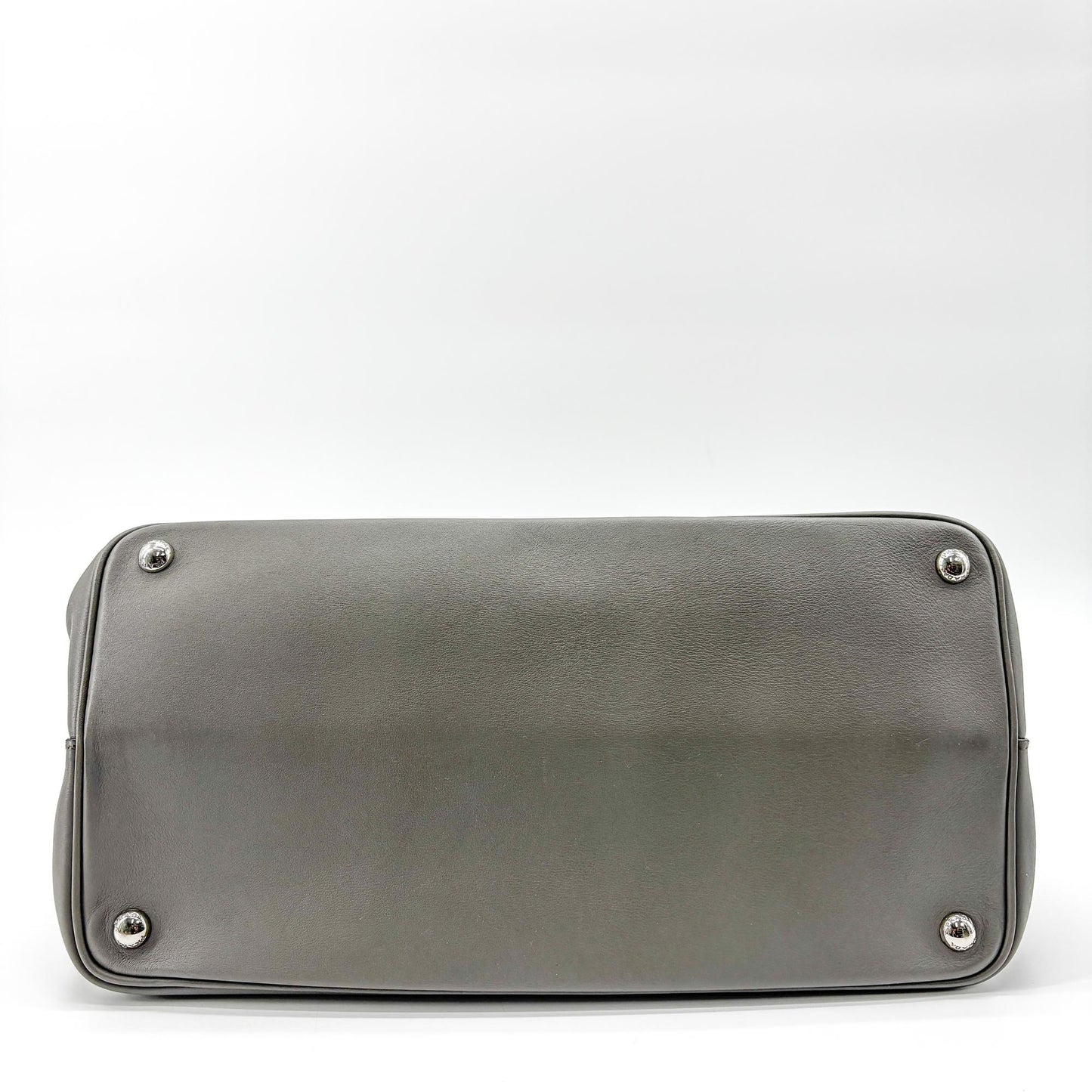 Prada Soft Calf Top Handle Tote Bag Grey
