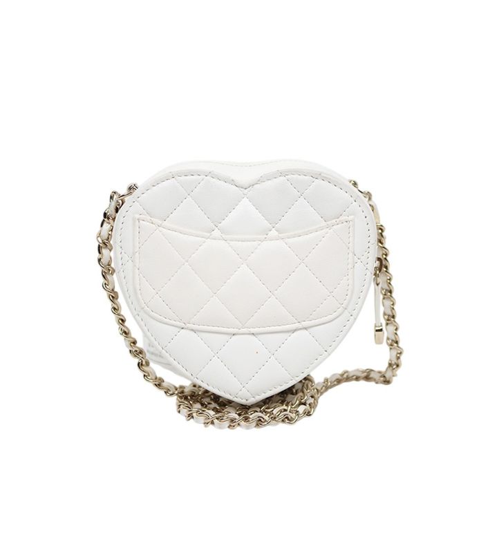 Chanel White Small Heart Crossbody Bag