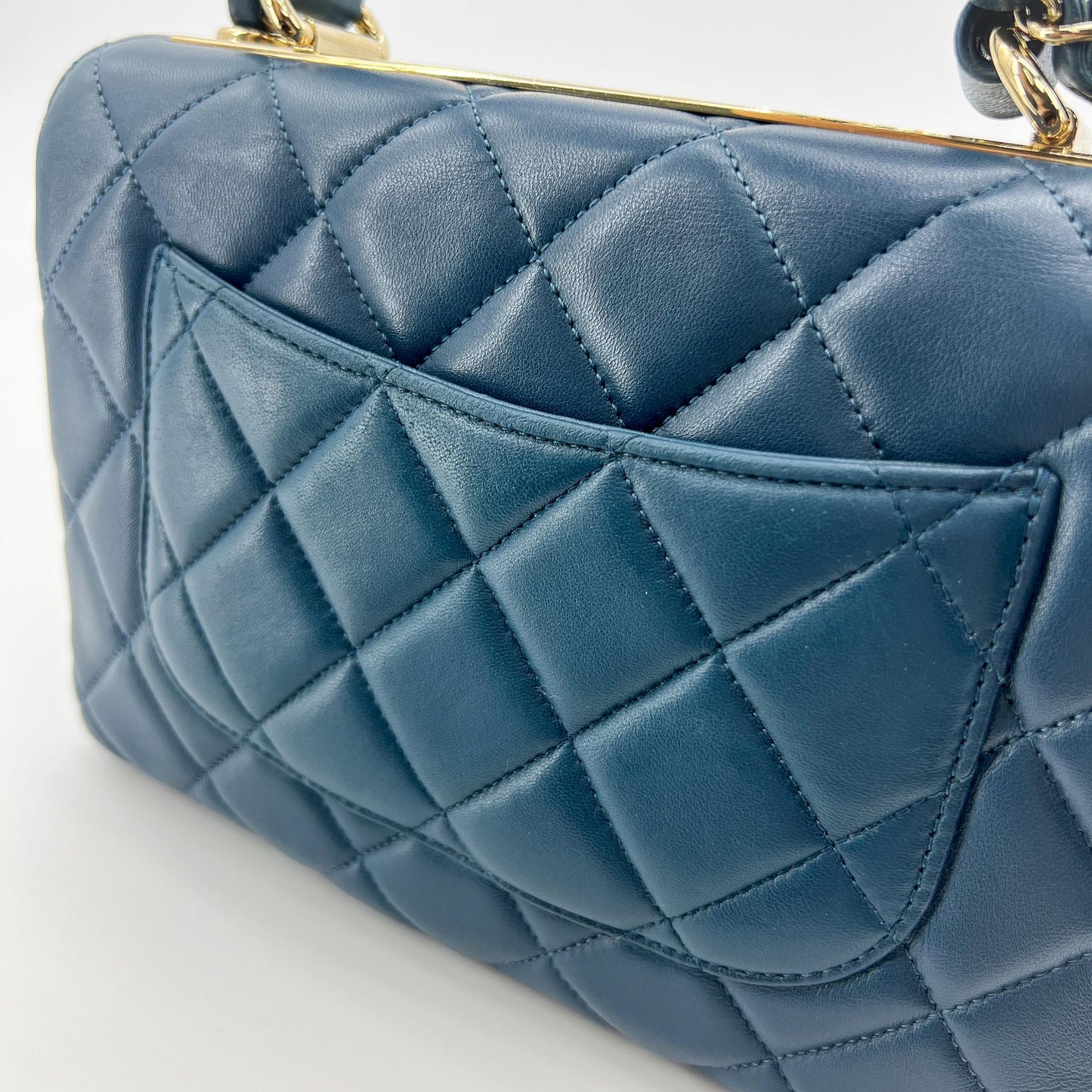 Chanel Small Trendy CC Top Handle Flap Bag Navy Gold Hardware